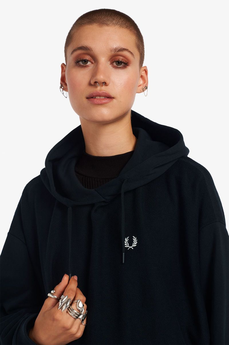 Men's Fred Perry Internal Detail Hooded Sweatshirts Black | 4720351-YN