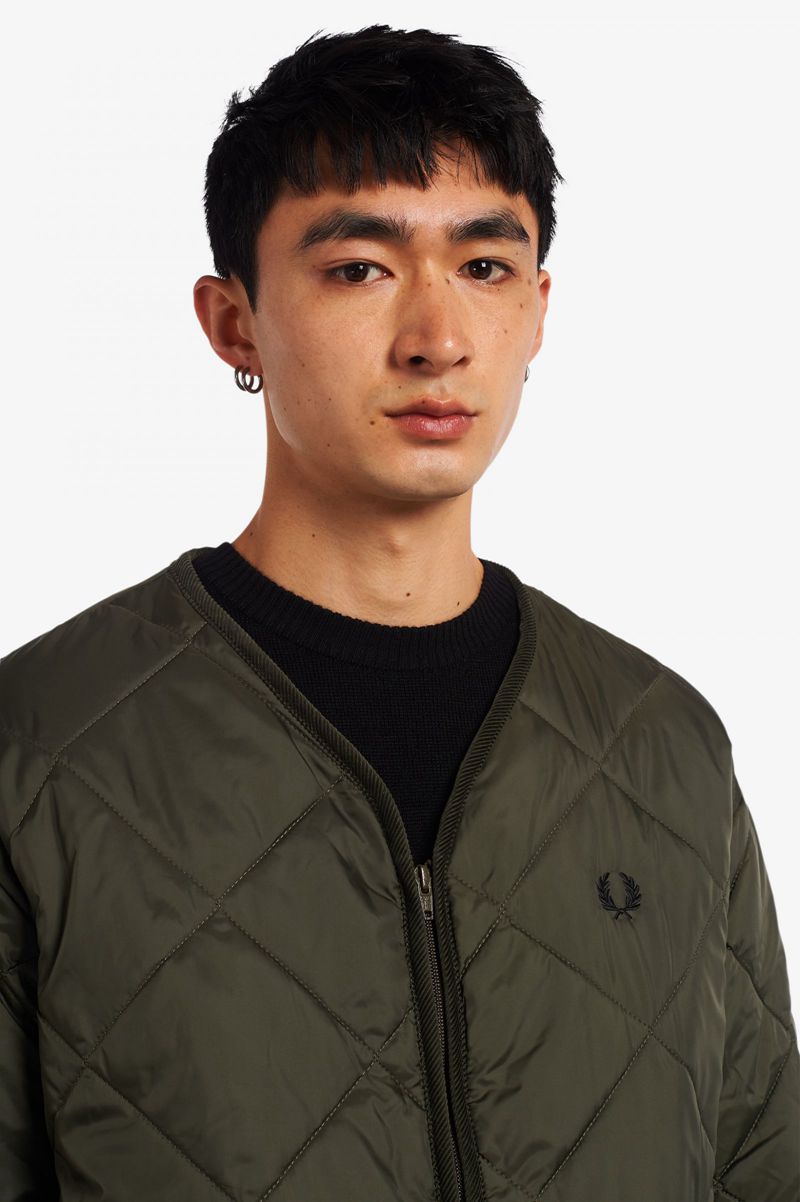 Men's Fred Perry J2852 Jackets Olive Green | 3520861-WN