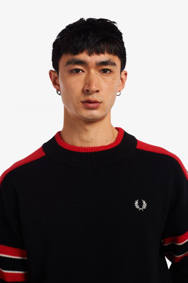 Men's Fred Perry K2802 Knitwear Black | 5297486-LS