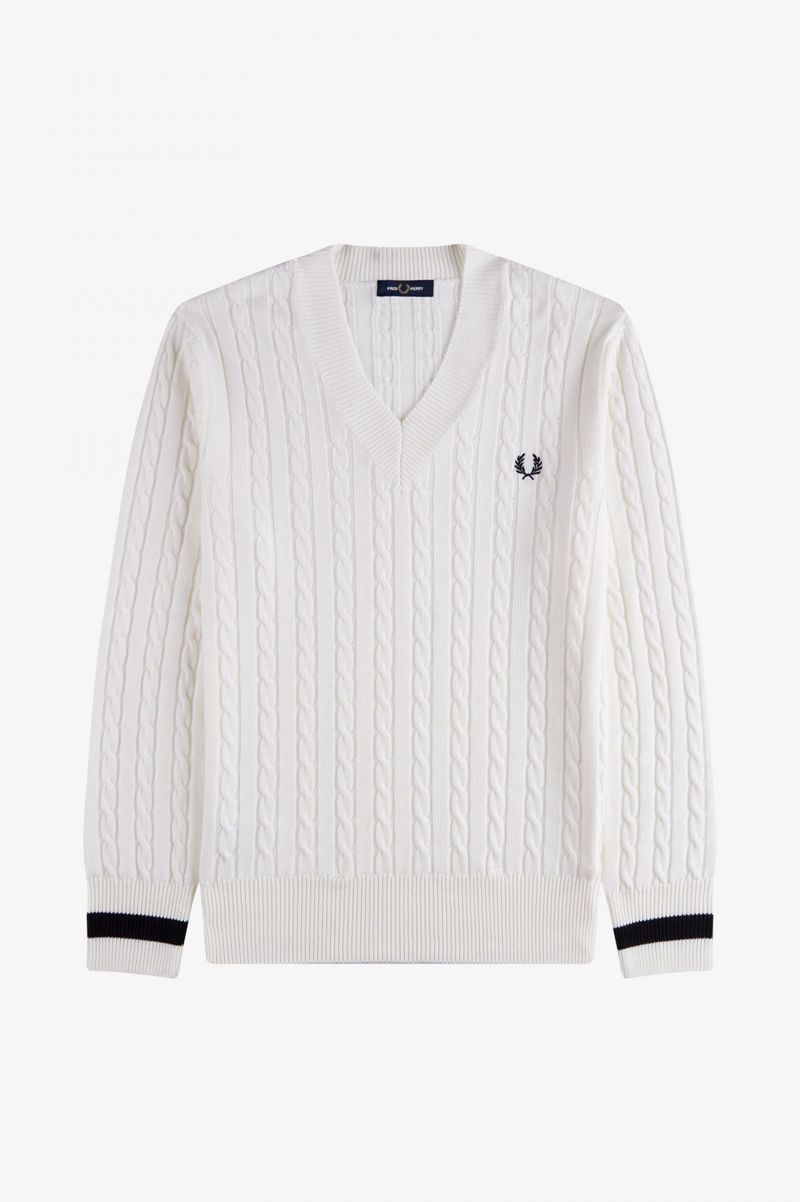 Men's Fred Perry K3801 Knitwear White | 5163798-VS