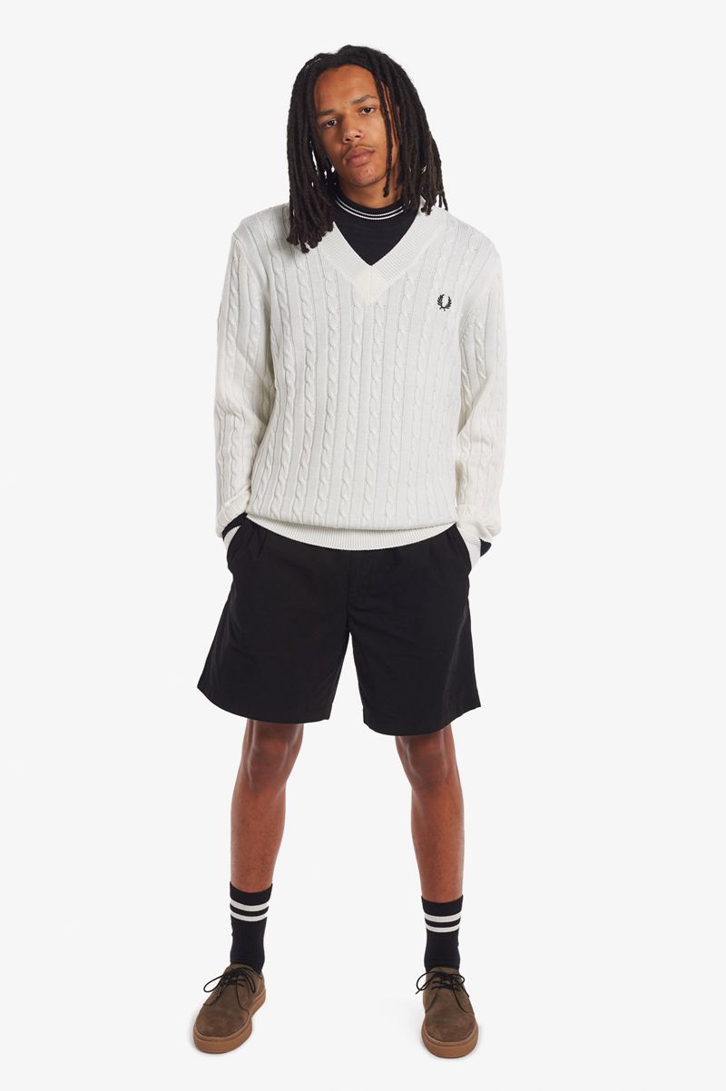 Men's Fred Perry K3801 Knitwear White | 5163798-VS