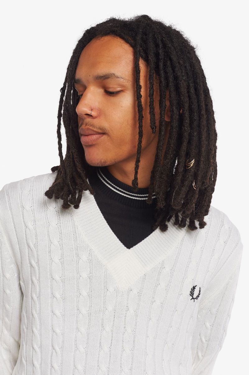 Men's Fred Perry K3801 Knitwear White | 5163798-VS