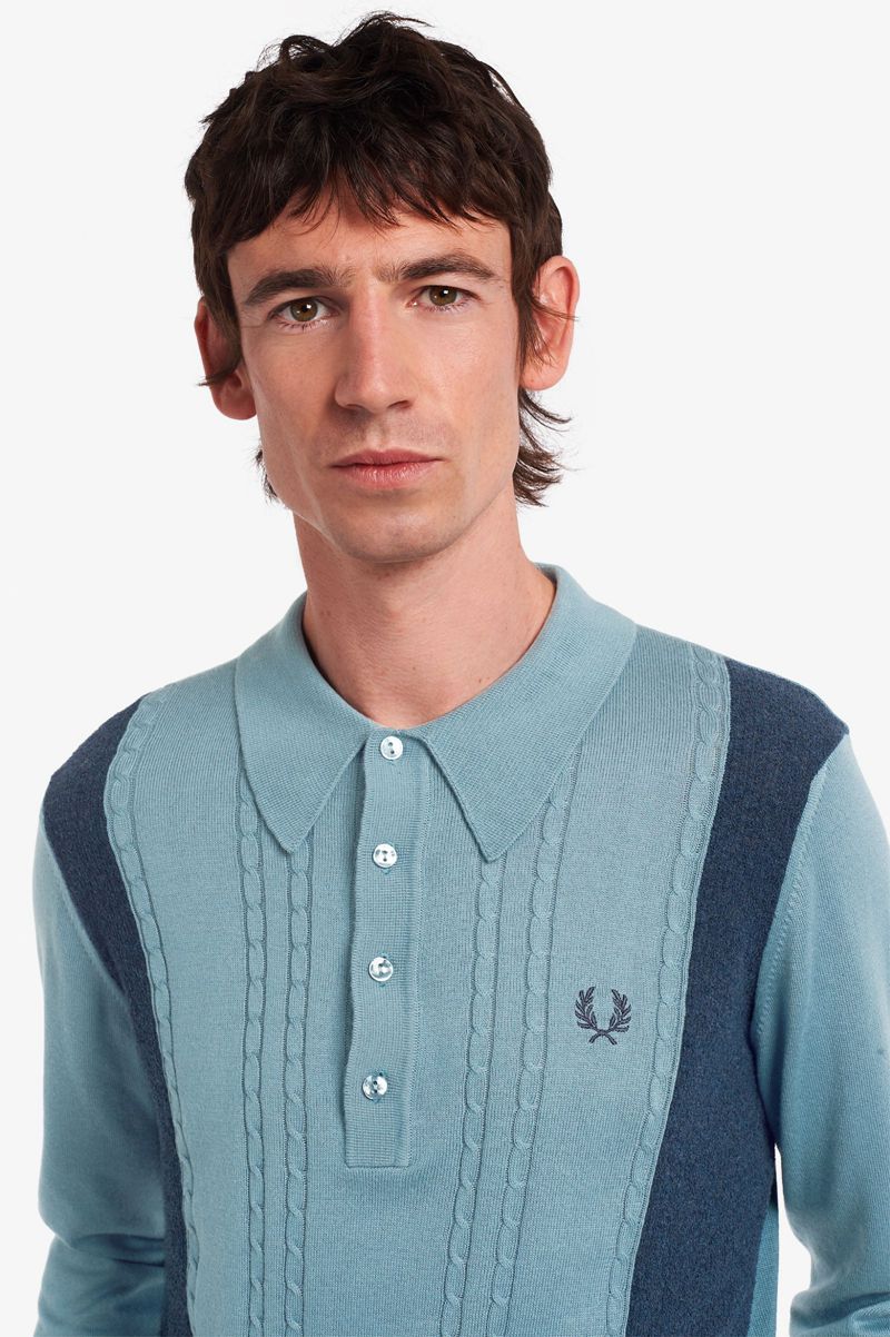 Men's Fred Perry K3813 Knitwear Grey Blue | 8517046-QZ