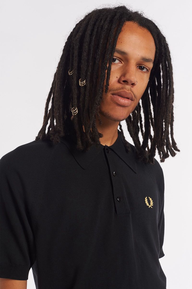 Men's Fred Perry K7303 Knitwear Black | 9364780-PE