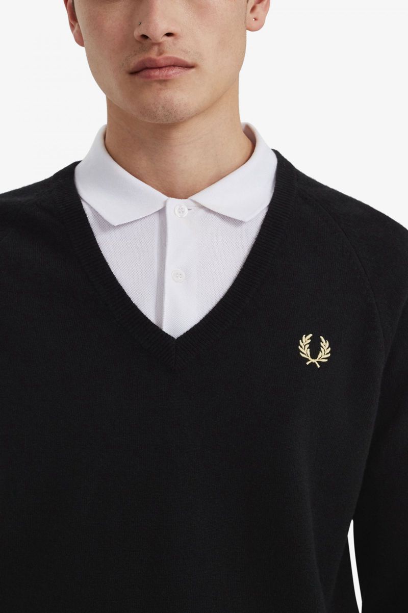 Men's Fred Perry K7315 Knitwear Black | 0956237-QM