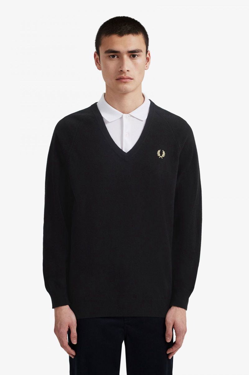 Men's Fred Perry K7315 Knitwear Black | 0956237-QM