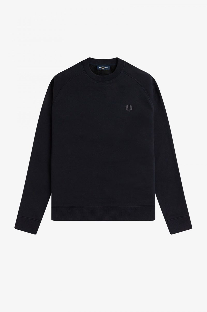 Men's Fred Perry Knitted Back Sweatshirts Navy | 4507632-UL