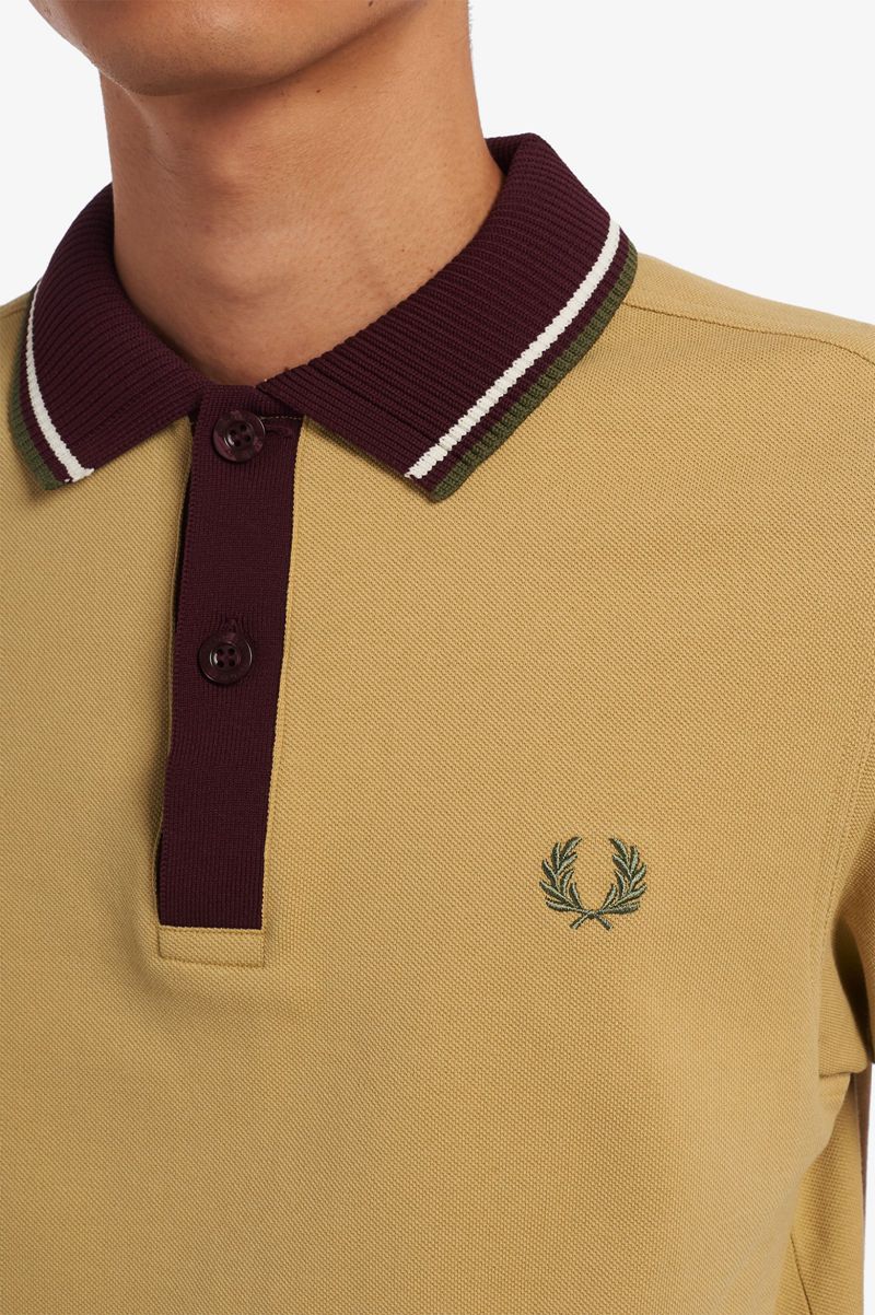 Men's Fred Perry Knitted Collar Polo Shirts Grey | 2837196-IZ