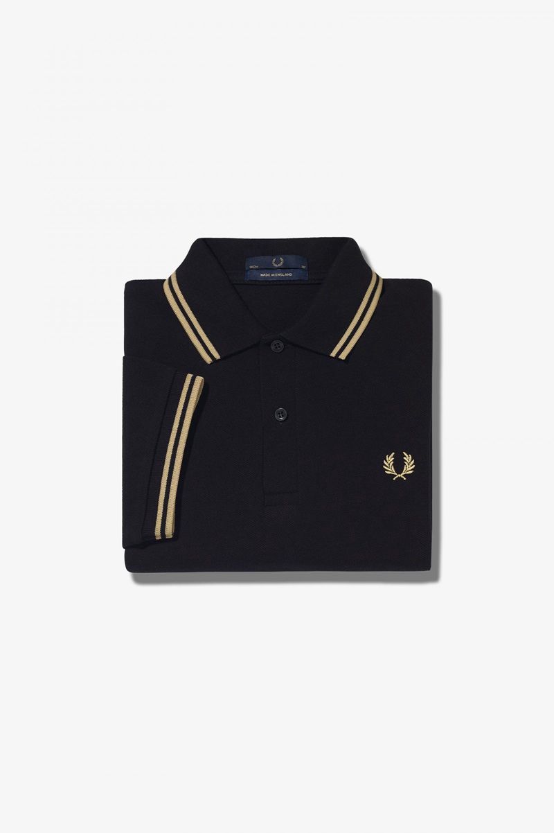 Men's Fred Perry M12 Polo Shirts Black | 7649583-OZ