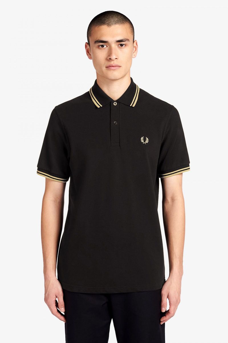 Men's Fred Perry M12 Polo Shirts Black | 7649583-OZ