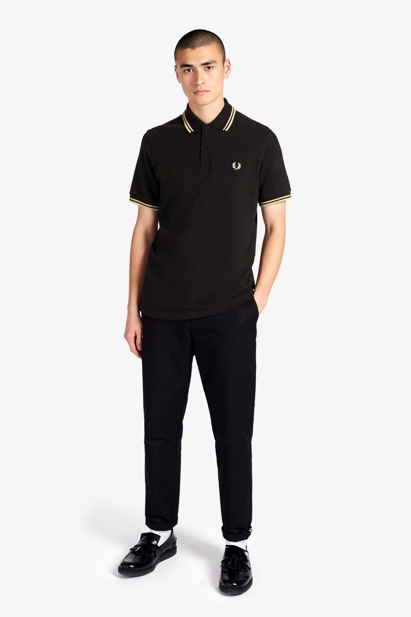 Men's Fred Perry M12 Polo Shirts Black | 7649583-OZ