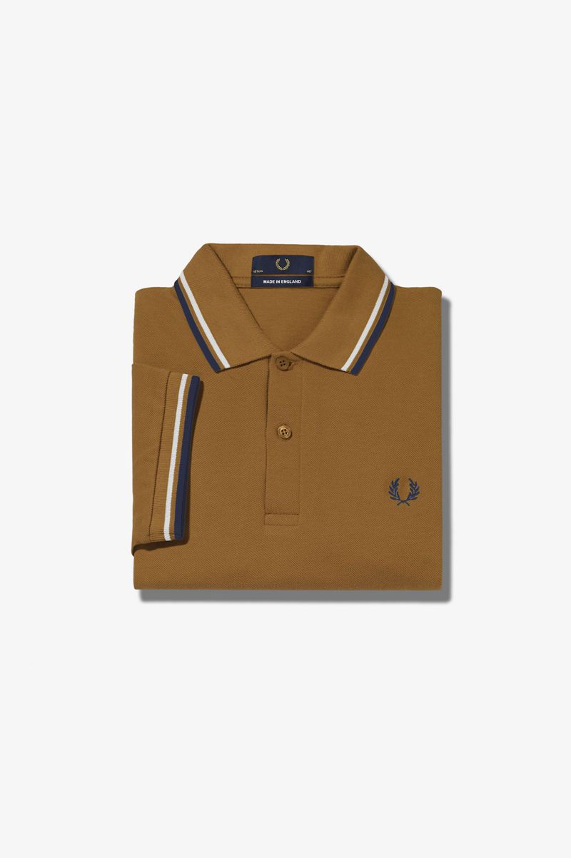 Men's Fred Perry M12 Polo Shirts Camel | 3296784-CK