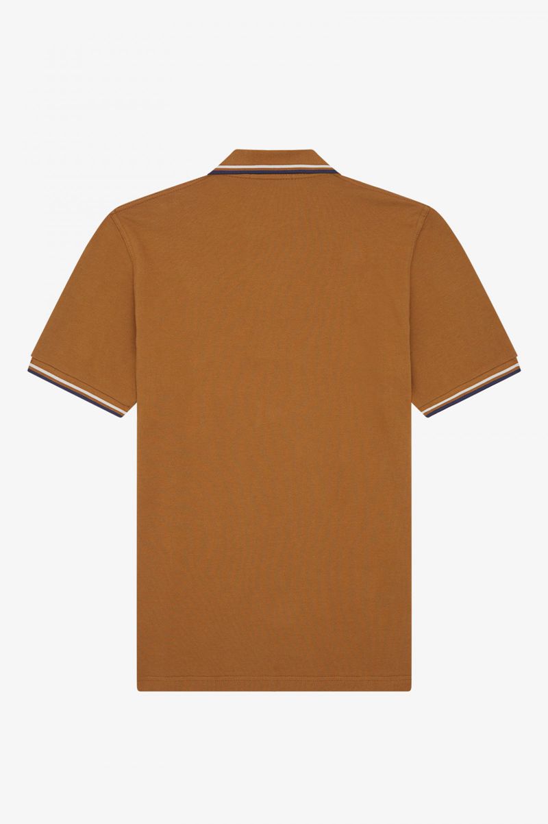 Men's Fred Perry M12 Polo Shirts Camel | 3296784-CK