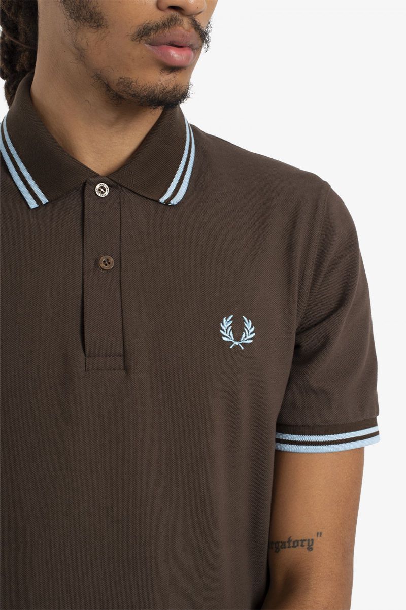 Men's Fred Perry M12 Polo Shirts Chocolate | 1538270-FE