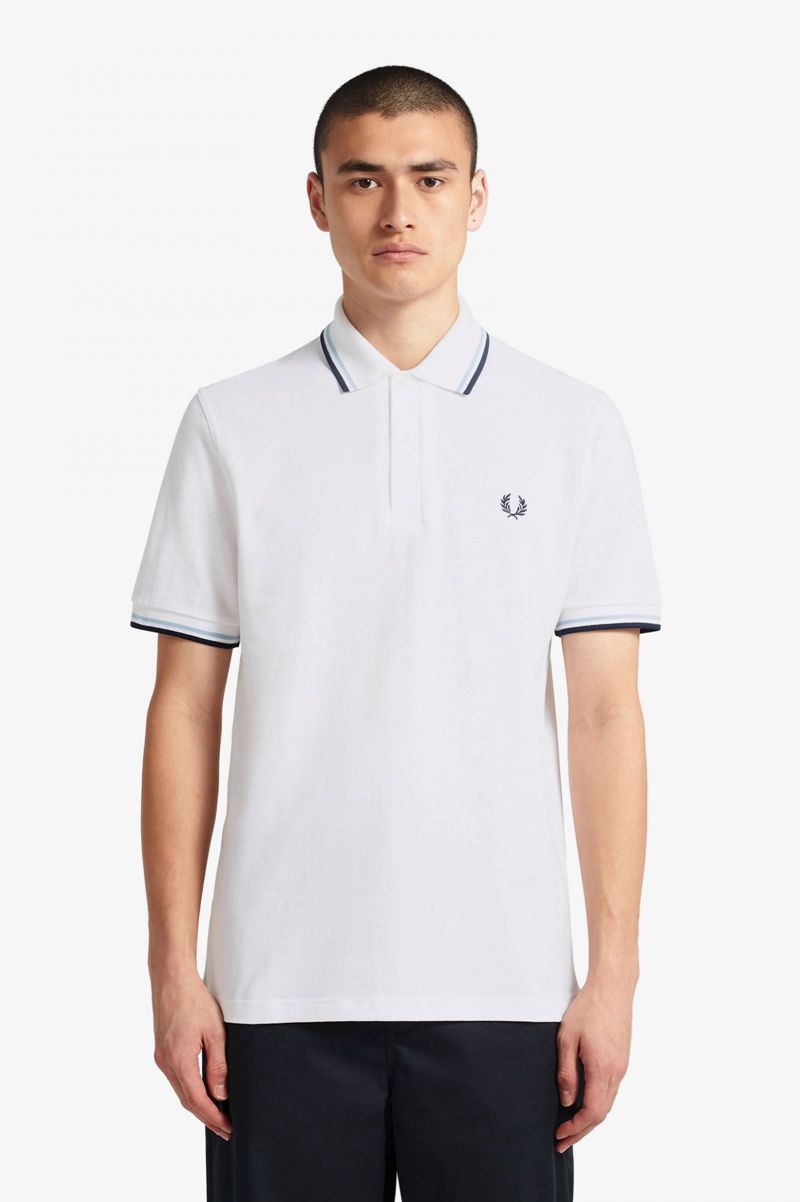 Men's Fred Perry M12 Polo Shirts White | 1547308-EZ