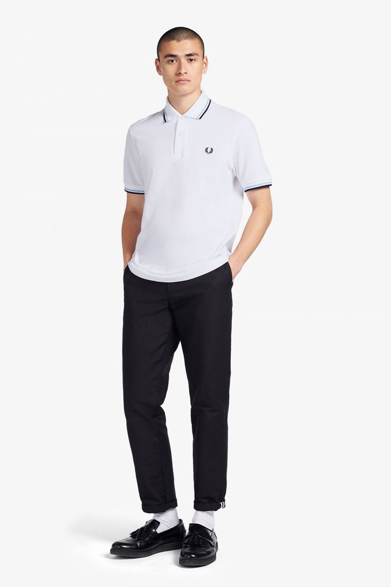 Men's Fred Perry M12 Polo Shirts White | 1547308-EZ