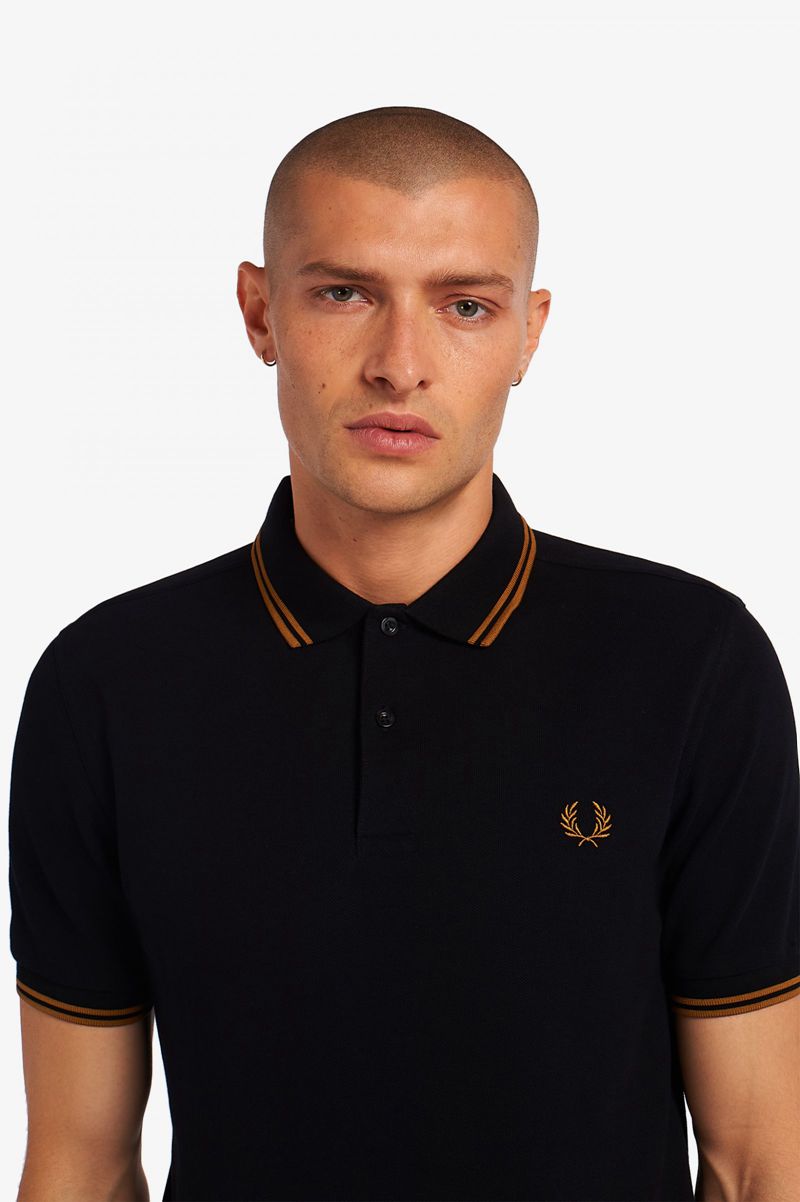 Men's Fred Perry M3600 Polo Shirts Black | 9210376-UN