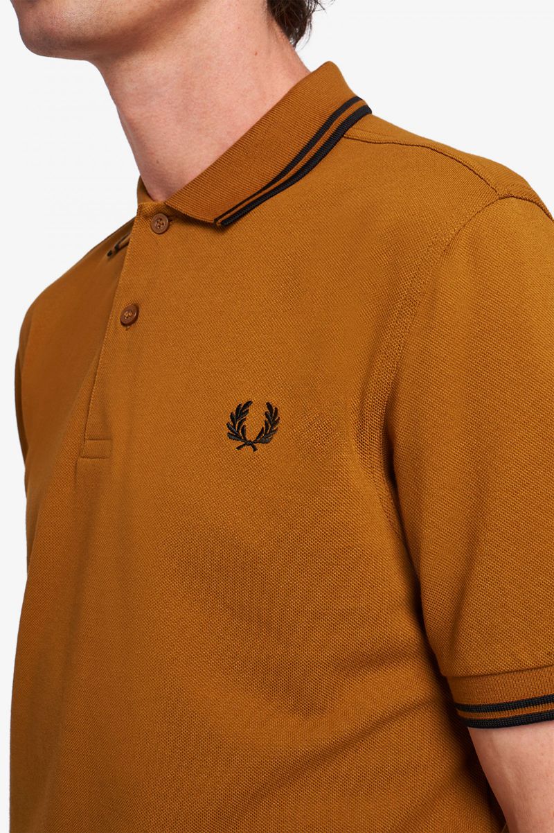 Men's Fred Perry M3600 Polo Shirts Camel | 6329187-NX