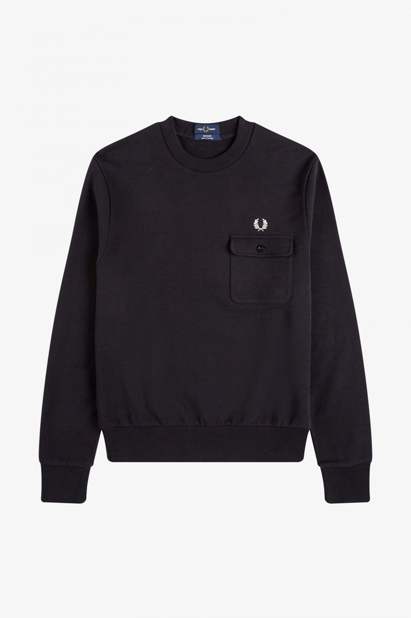 Men's Fred Perry M3836 Sweatshirts Black | 1958764-MU