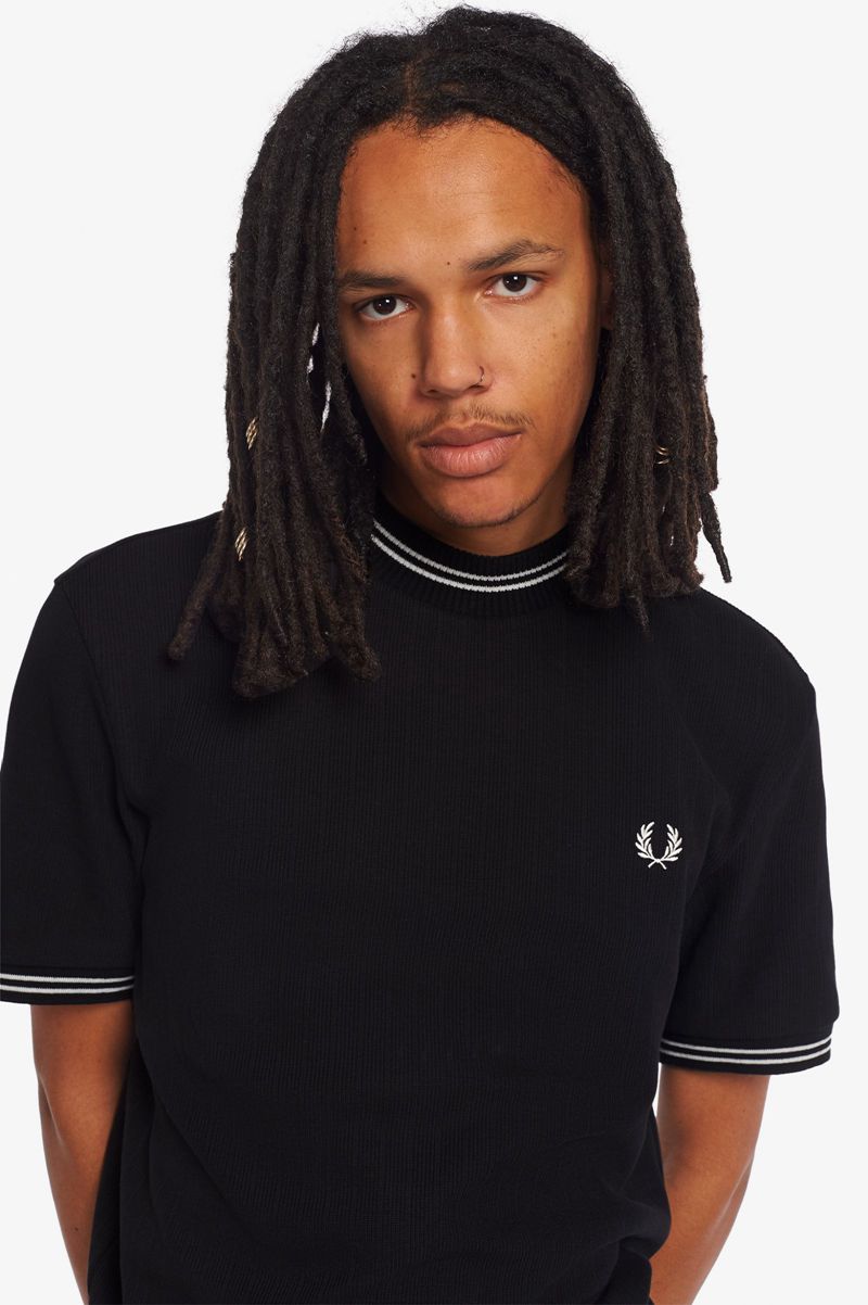 Men's Fred Perry M9802 T-Shirts Black | 6925147-OA