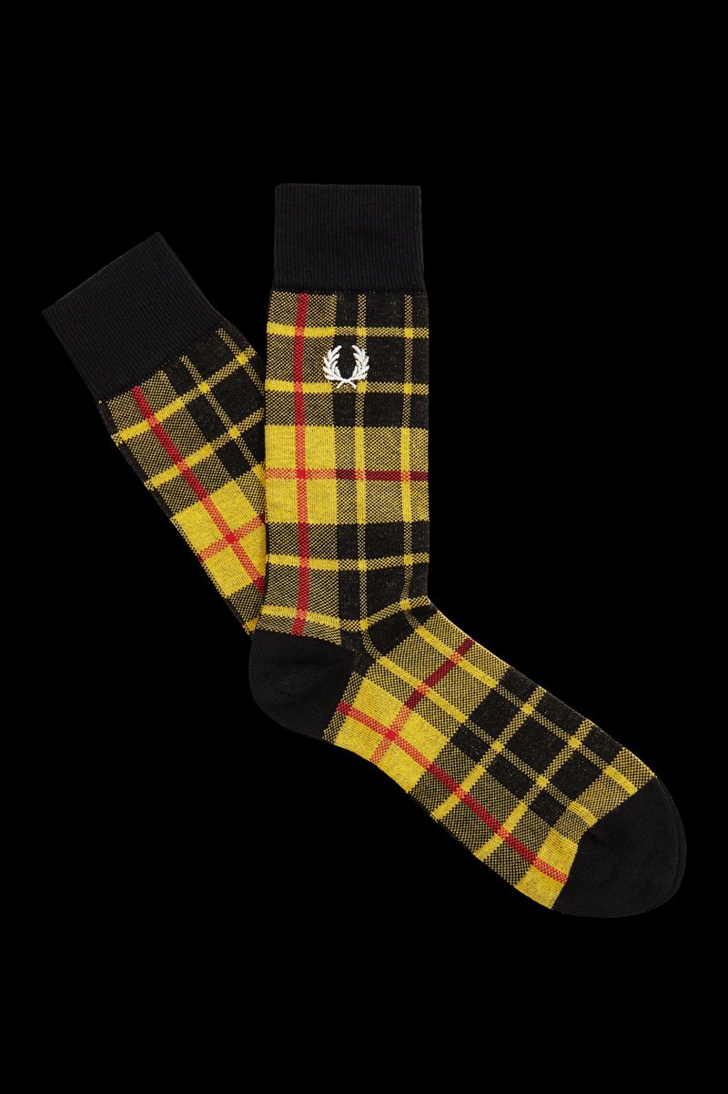 Men's Fred Perry Macleod Tartan Socks Light Yellow | 0438716-UJ