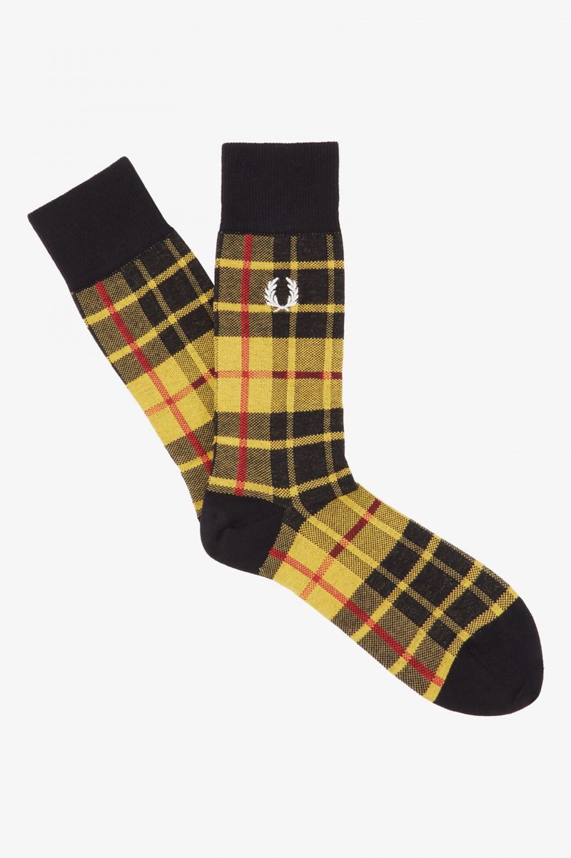 Men\'s Fred Perry Macleod Tartan Socks Light Yellow | 0438716-UJ