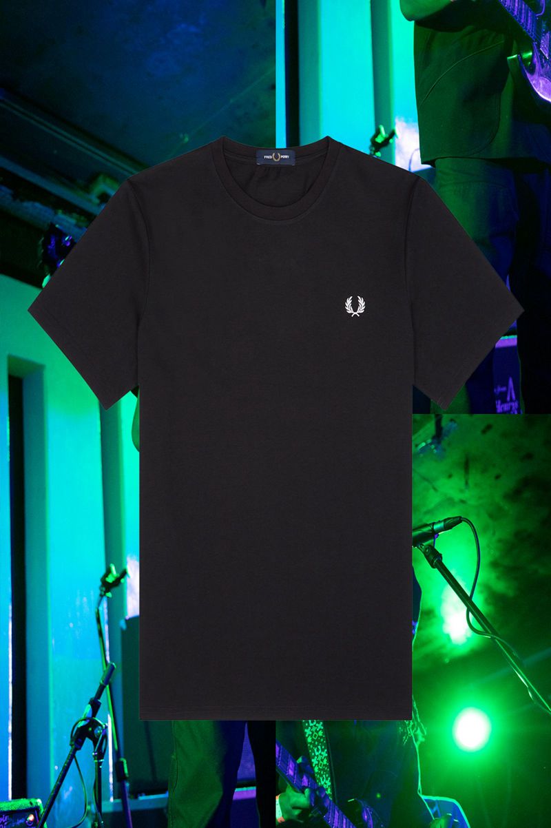 Men's Fred Perry Manchester Ringer T-Shirts Black | 4390265-FU