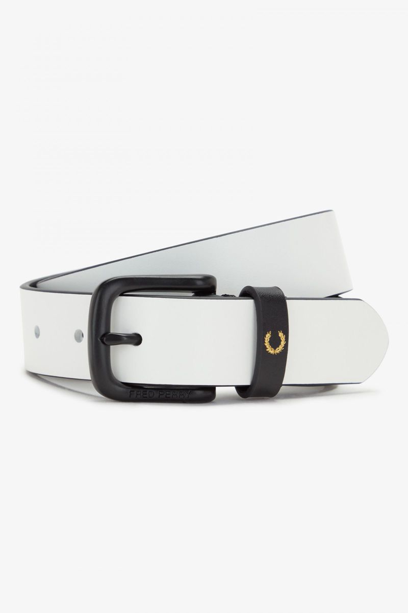 Men\'s Fred Perry Matt Leather Belts White | 8904361-PH