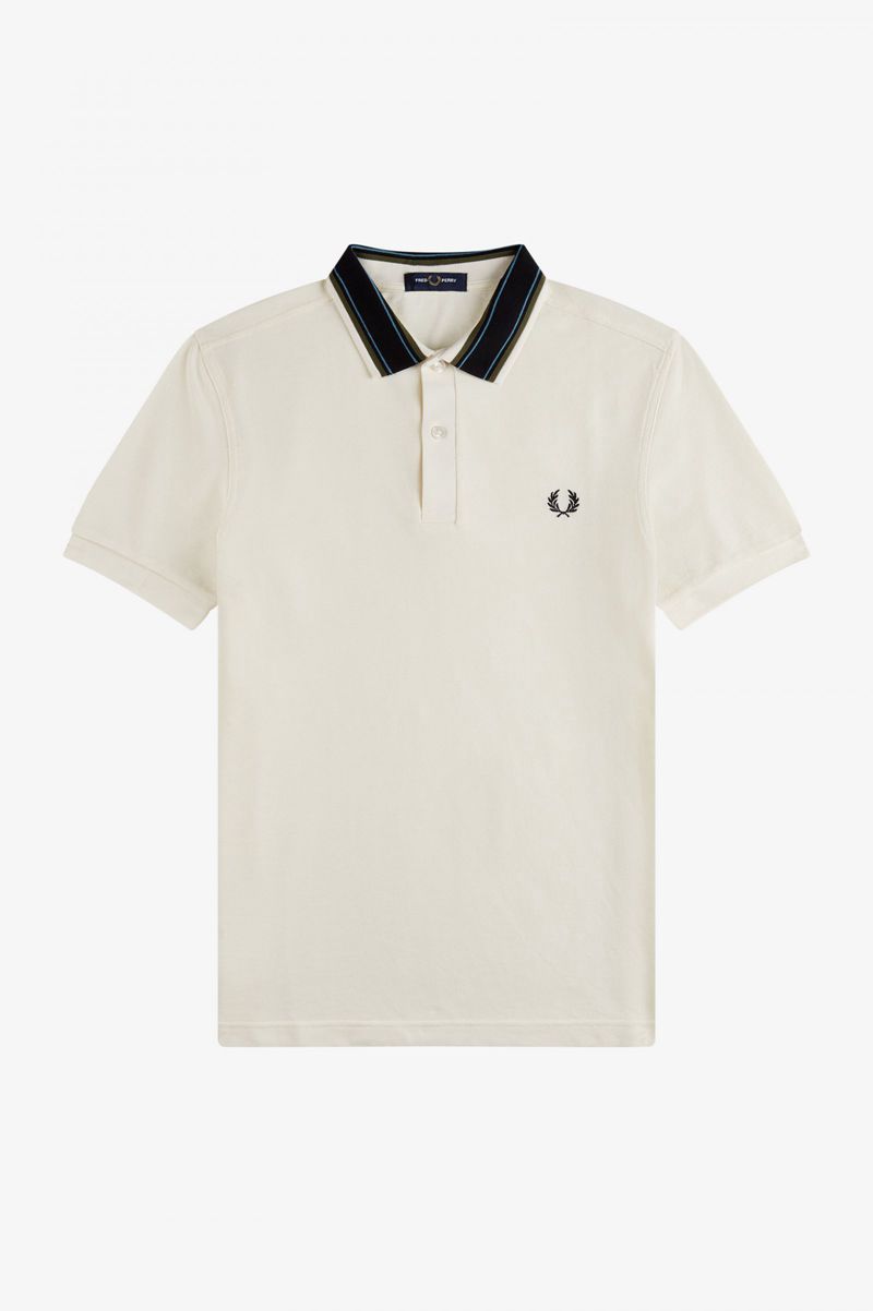 Men's Fred Perry Medal Stripe Polo Shirts White | 1832596-OZ