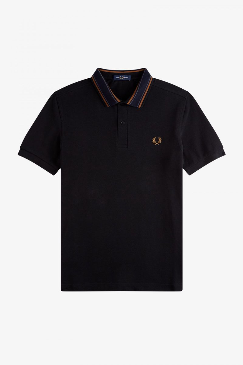 Men's Fred Perry Medal Stripe Polo Shirts Black | 5068274-LK