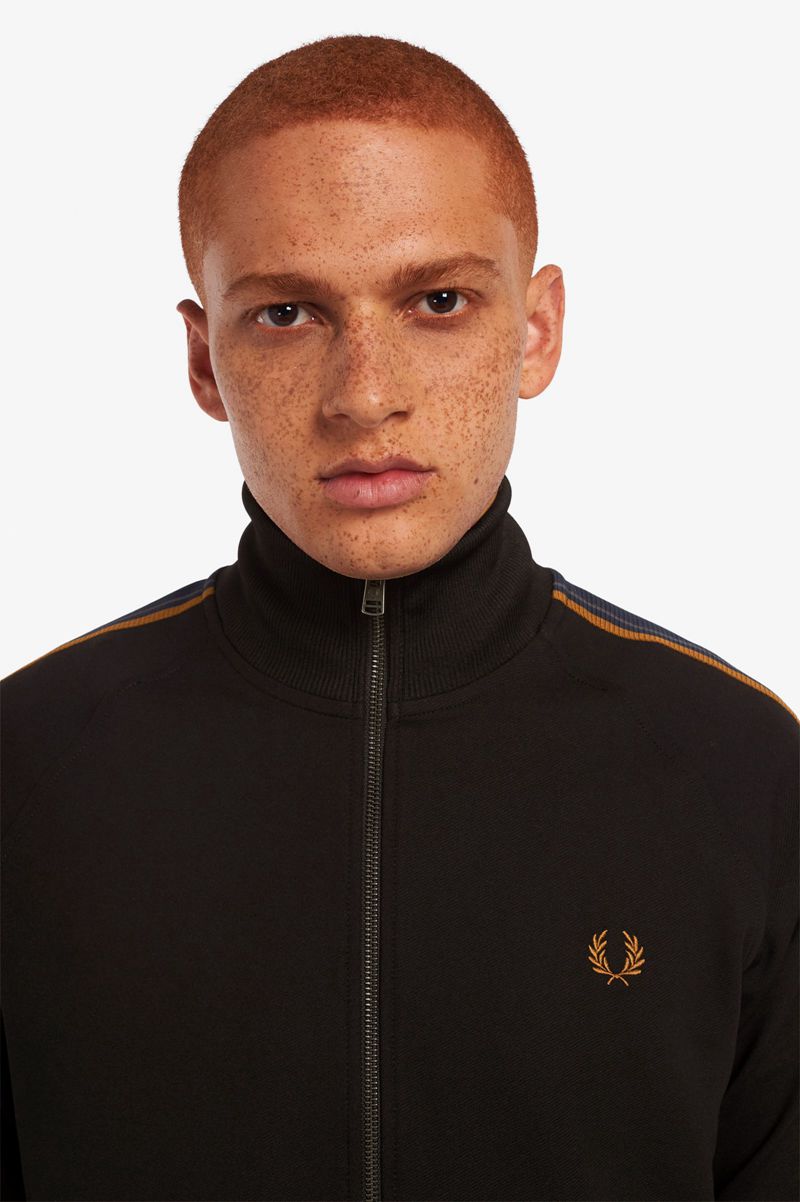 Men's Fred Perry Medal Tape Track Jackets Black | 3795810-KN