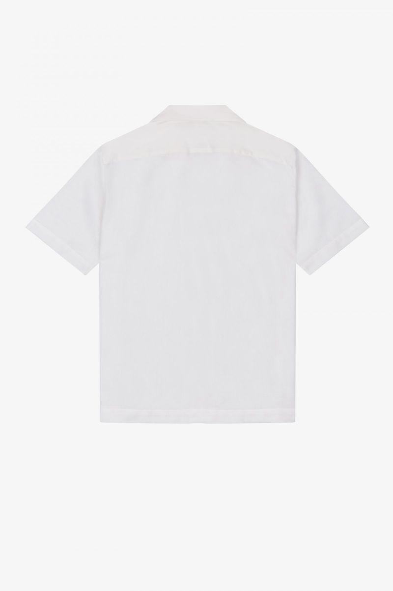 Men's Fred Perry Mesh Revere Collar Shirts White | 2380419-IX