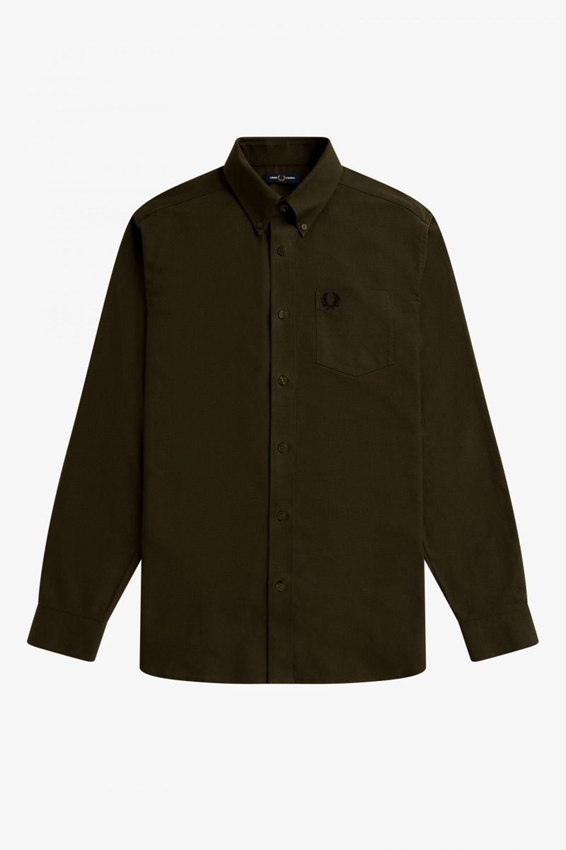 Men's Fred Perry Oxford Shirts Green | 1647893-DX