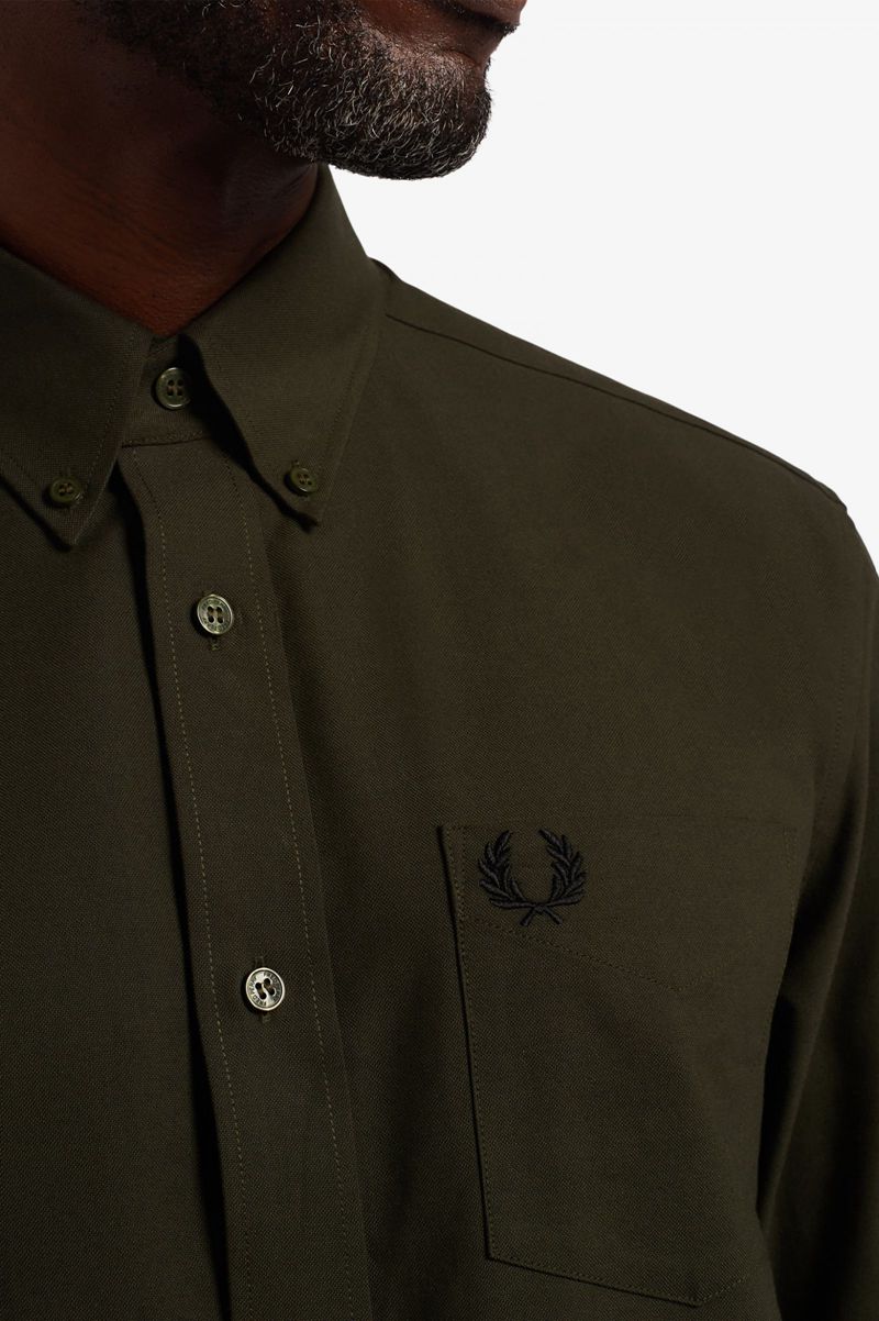 Men's Fred Perry Oxford Shirts Green | 1647893-DX