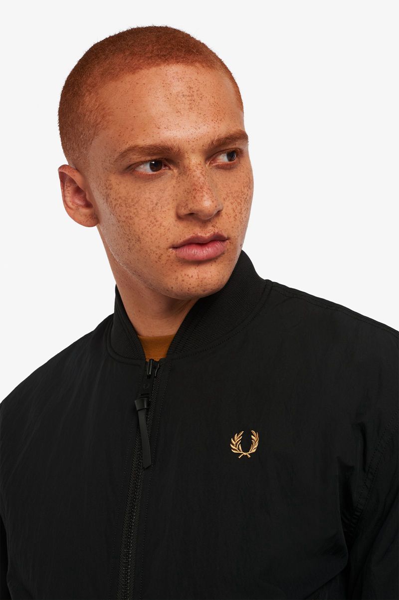 Men's Fred Perry Padded Bomber Jackets Black | 2973145-ZT