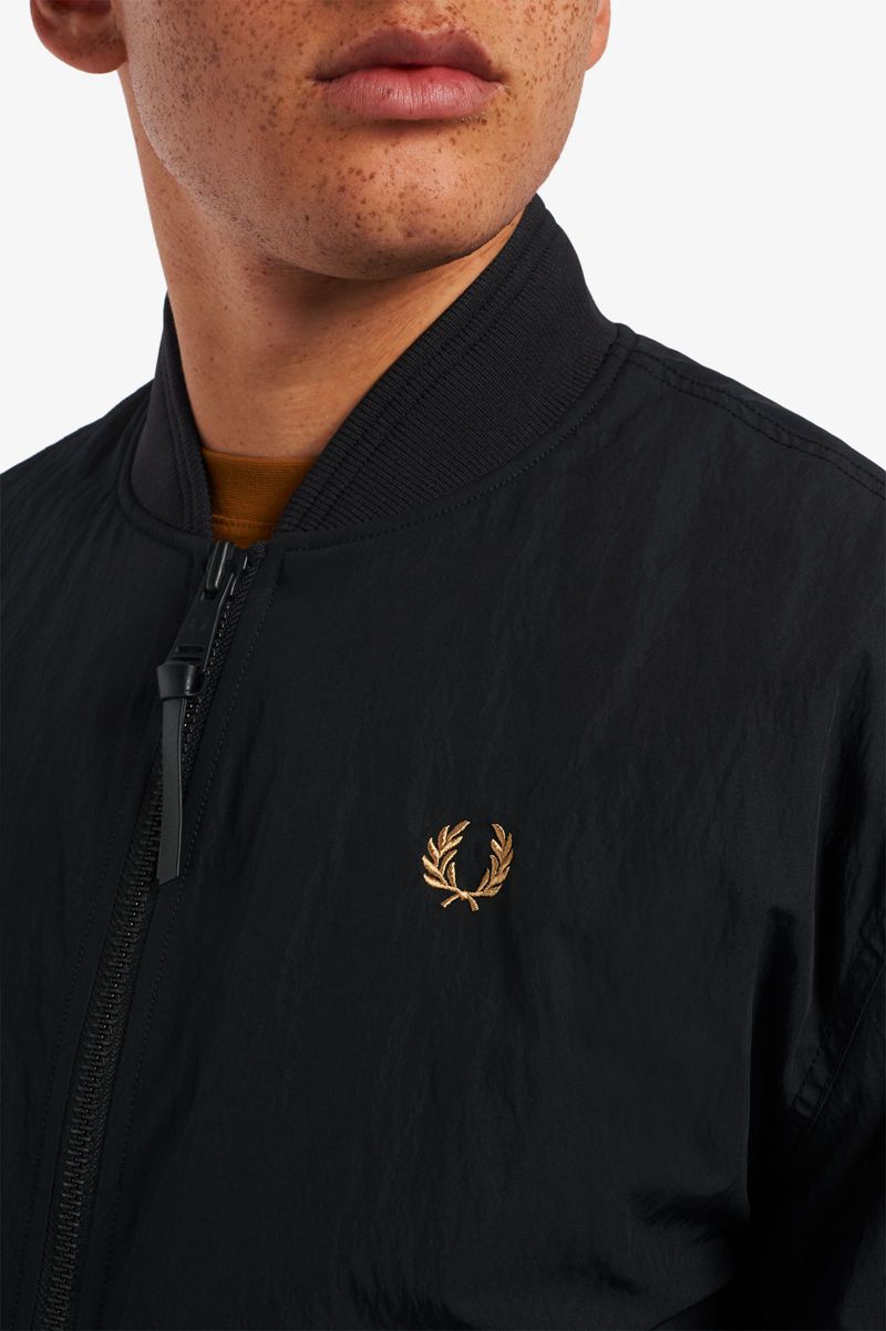 Men's Fred Perry Padded Bomber Jackets Black | 2973145-ZT