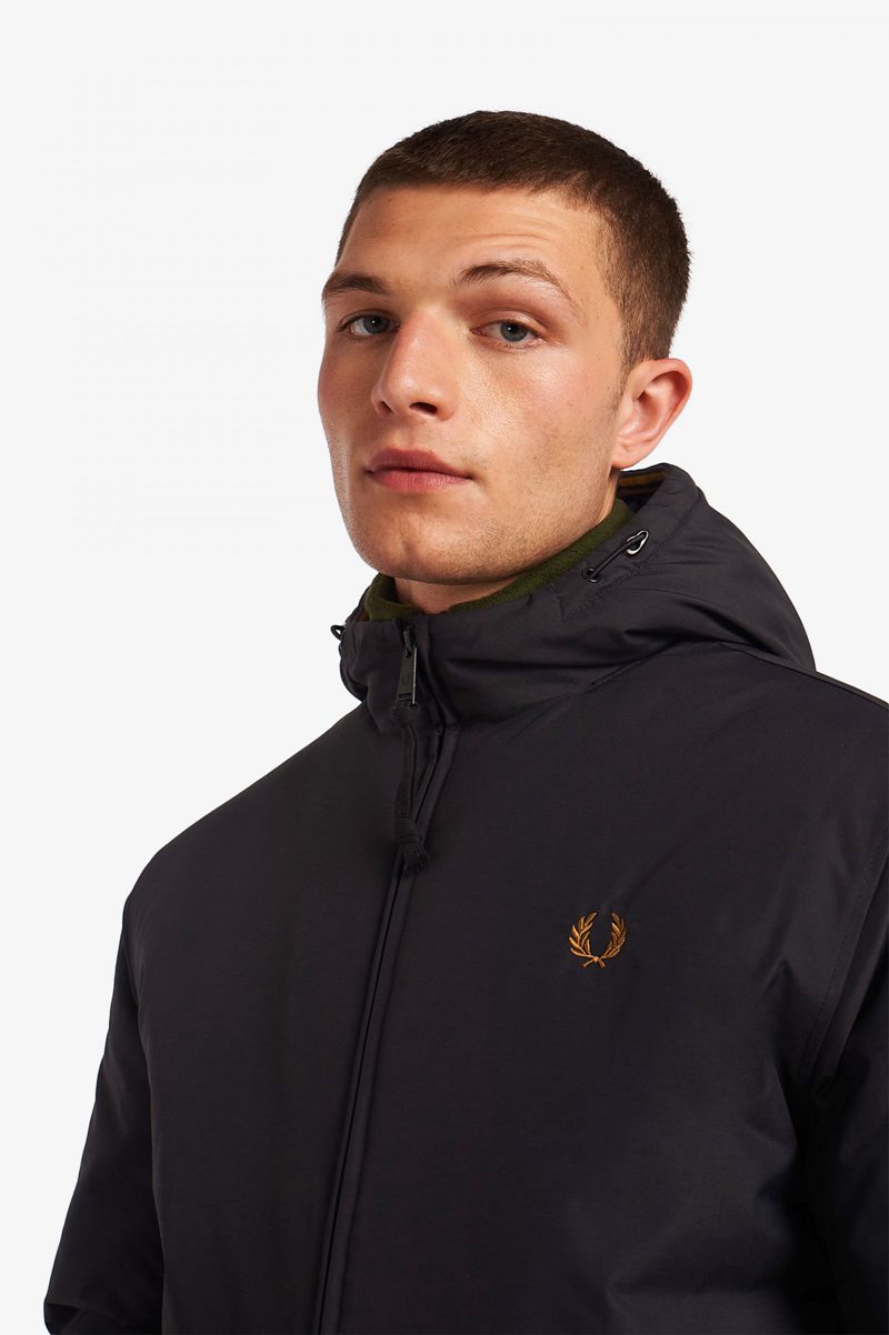 Men's Fred Perry Padded Hooded Brentham Jackets Black | 4176935-DF