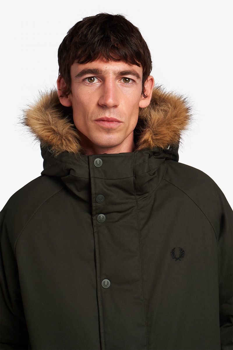 Men's Fred Perry Padded Waxed Cotton Jackets Green | 6017542-SV