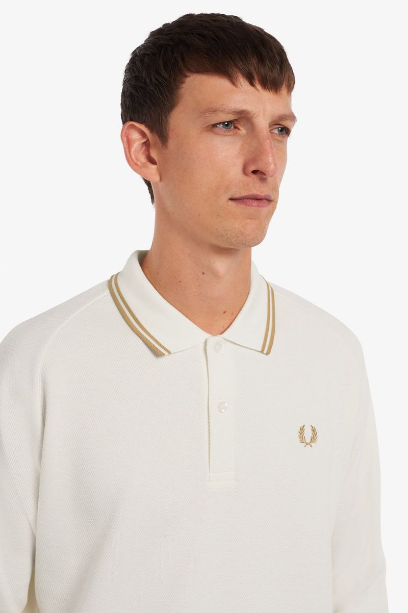 Men's Fred Perry Panel Polo Shirts White | 1708649-FR