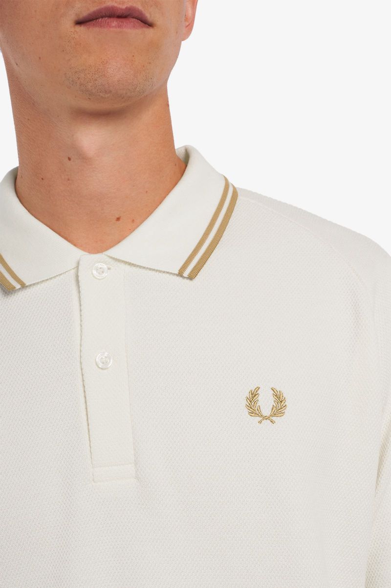 Men's Fred Perry Panel Polo Shirts White | 1708649-FR