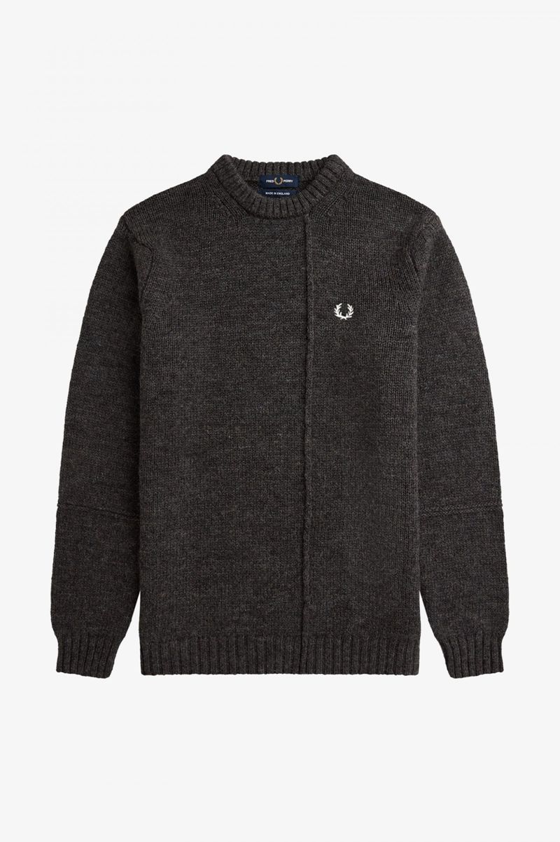 Men's Fred Perry Panelled British Wool Jumper Knitwear Black | 1798326-HA