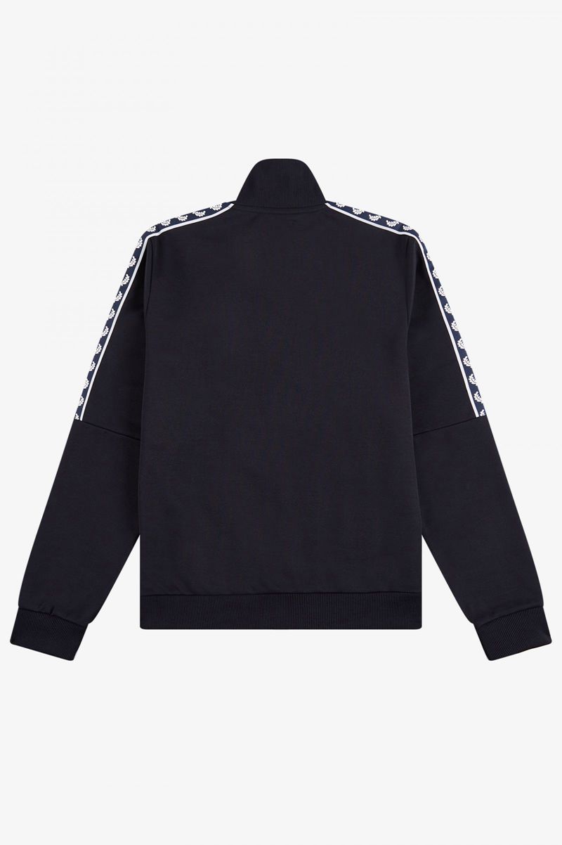 Men's Fred Perry Panelled Taped Track Jackets Navy | 0586731-YB