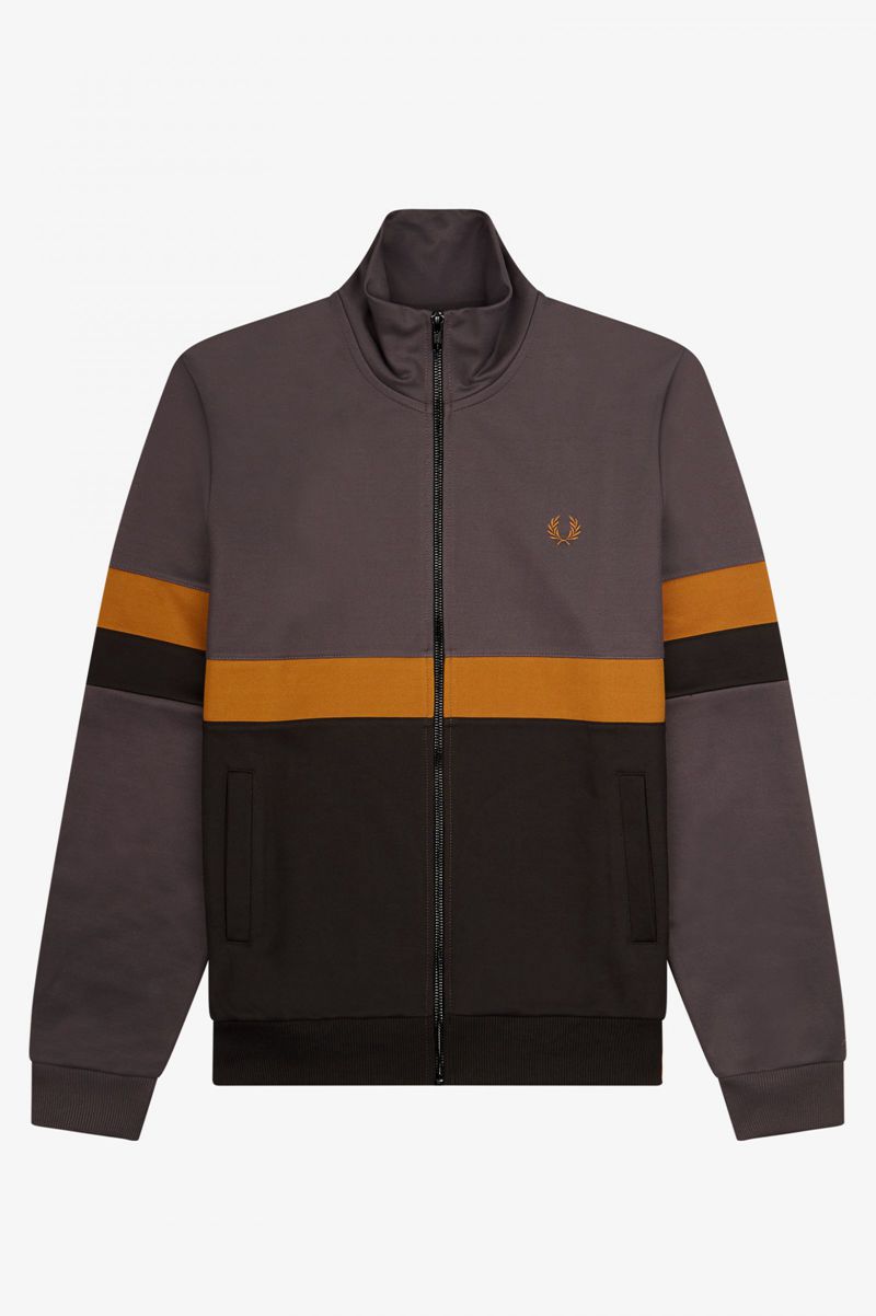 Men's Fred Perry Panelled Track Jackets Black | 1942856-YK