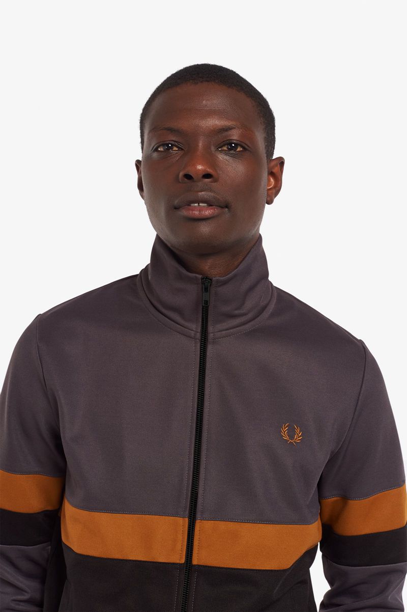 Men's Fred Perry Panelled Track Jackets Black | 1942856-YK