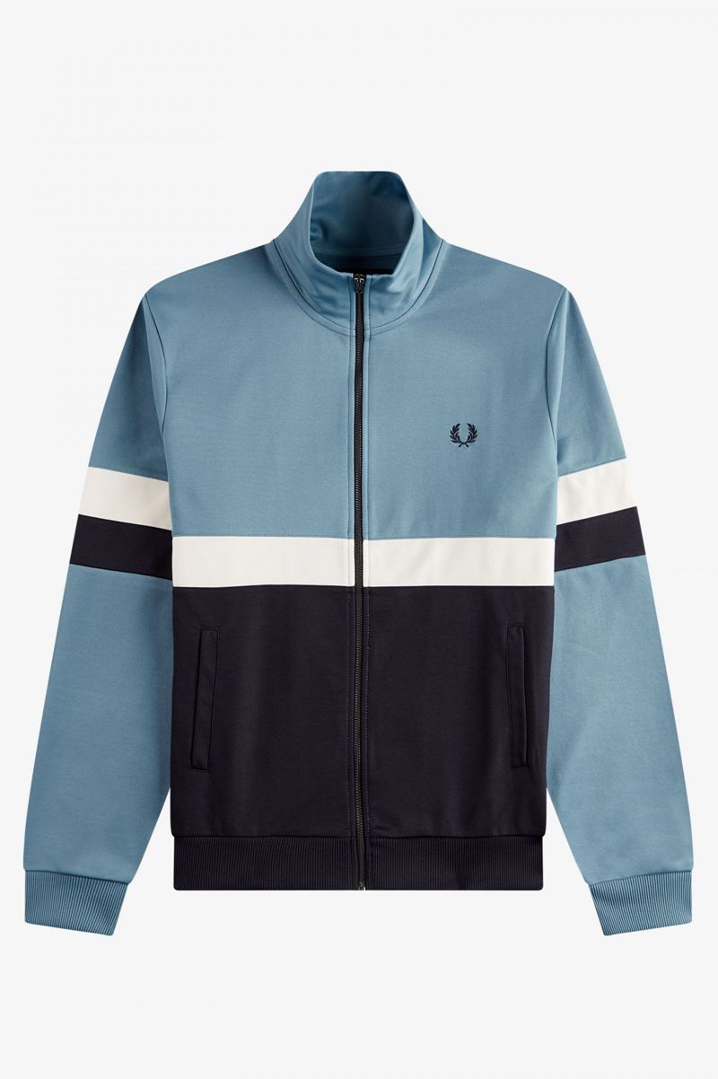 Men's Fred Perry Panelled Track Jackets Grey Blue | 1964703-PV