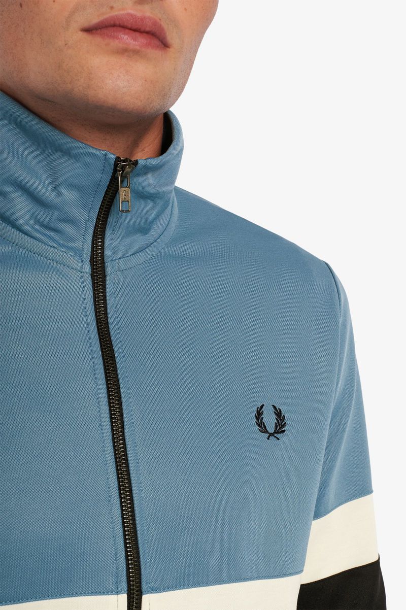 Men's Fred Perry Panelled Track Jackets Grey Blue | 1964703-PV