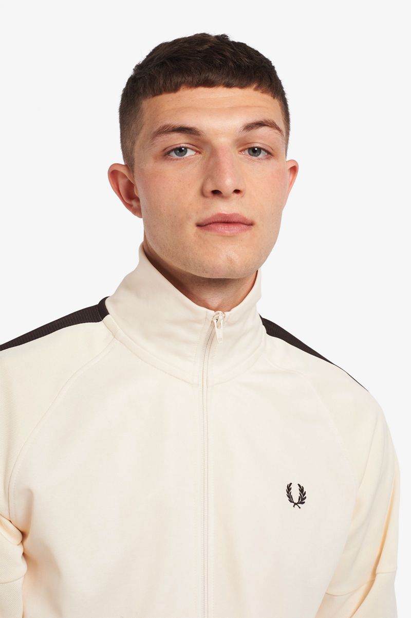 Men's Fred Perry Panelled Track Jackets White | 4791562-BO