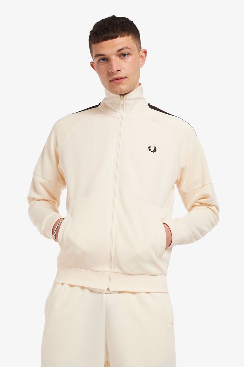 Men\'s Fred Perry Panelled Track Jackets White | 4791562-BO