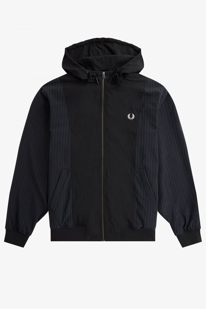 Men's Fred Perry Pinstripe Panel Woven Track Jackets Navy | 6501387-GS