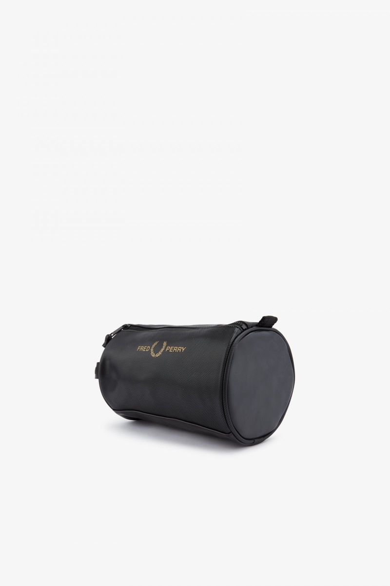 Men's Fred Perry Piqué Textured Wash Bags Black | 3297640-GA